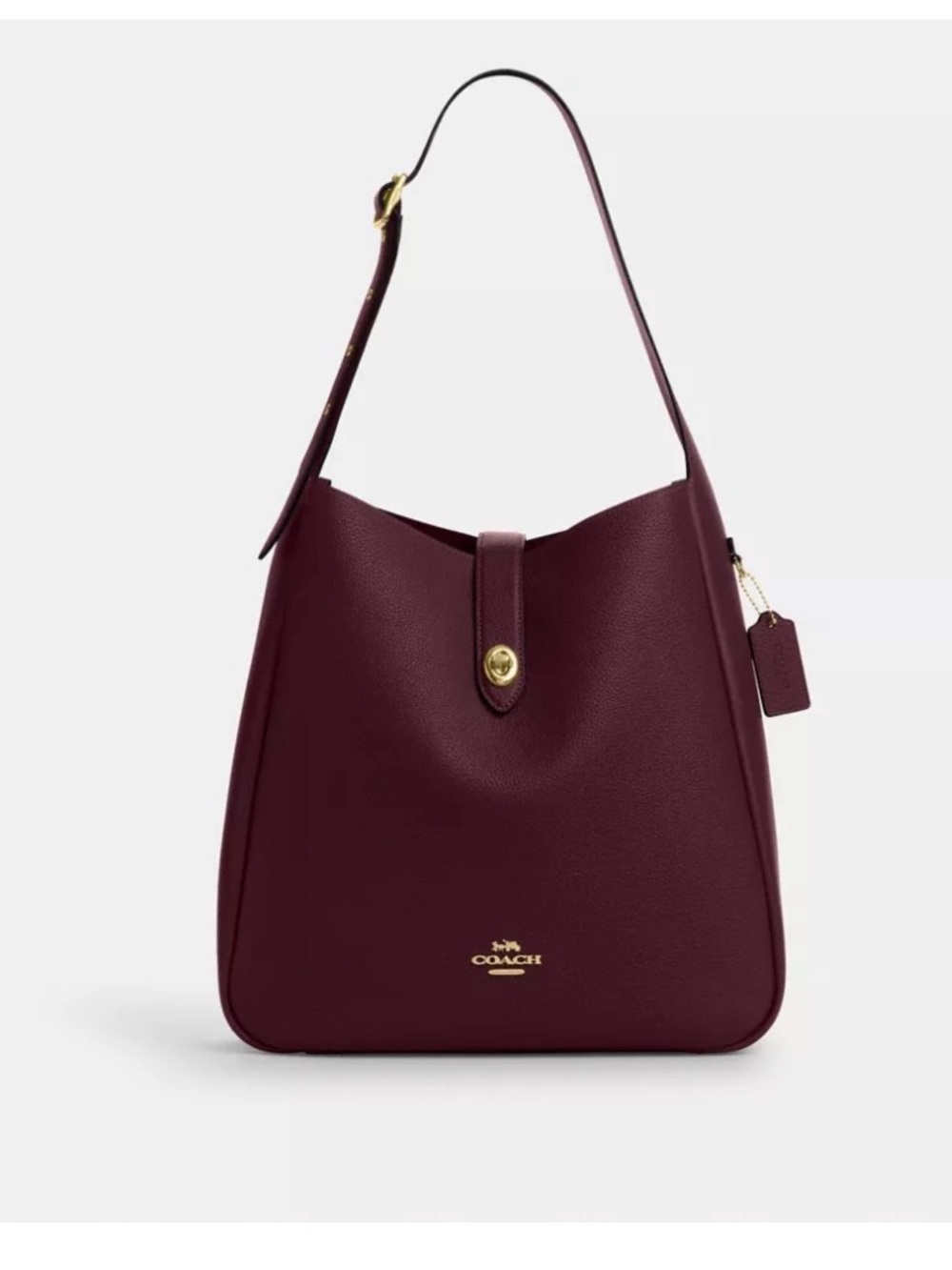 ♥️Coach NWT Dark Wine Large Hadley Turn Lock Shoulder Bag / Gold Hardware